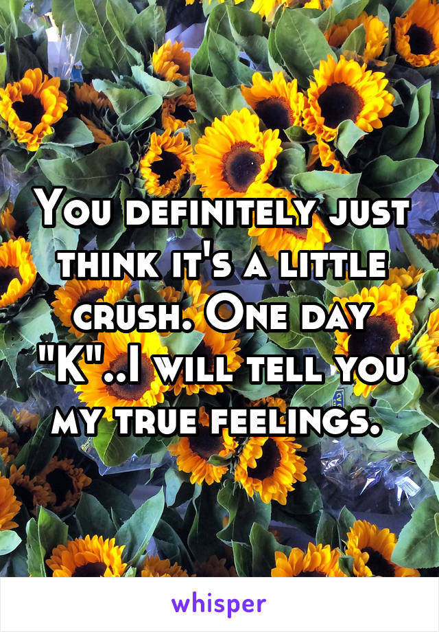 You definitely just think it's a little crush. One day "K"..I will tell you my true feelings. 