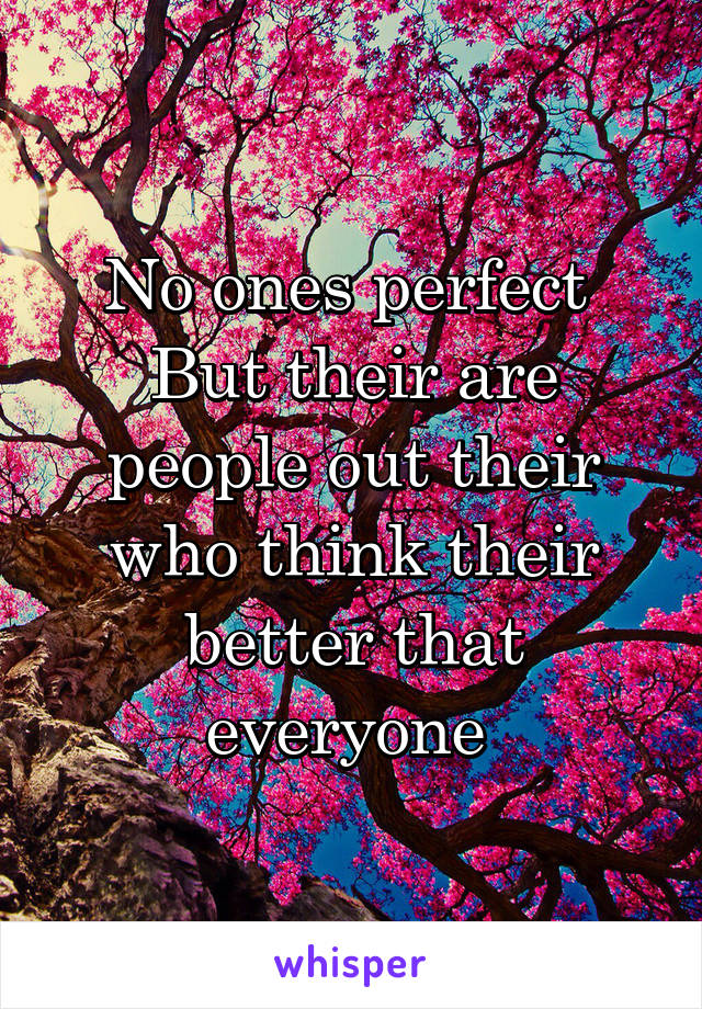 No ones perfect 
But their are people out their who think their better that everyone 