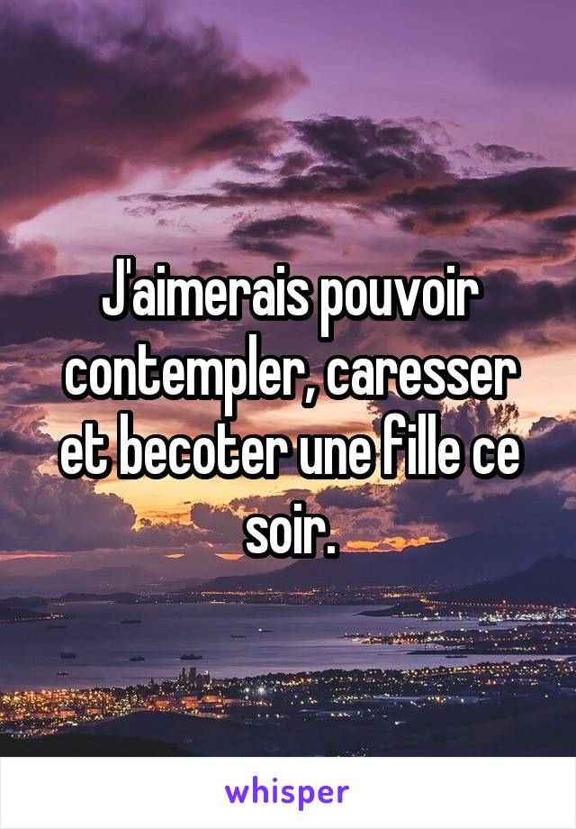 J'aimerais pouvoir contempler, caresser et becoter une fille ce soir.