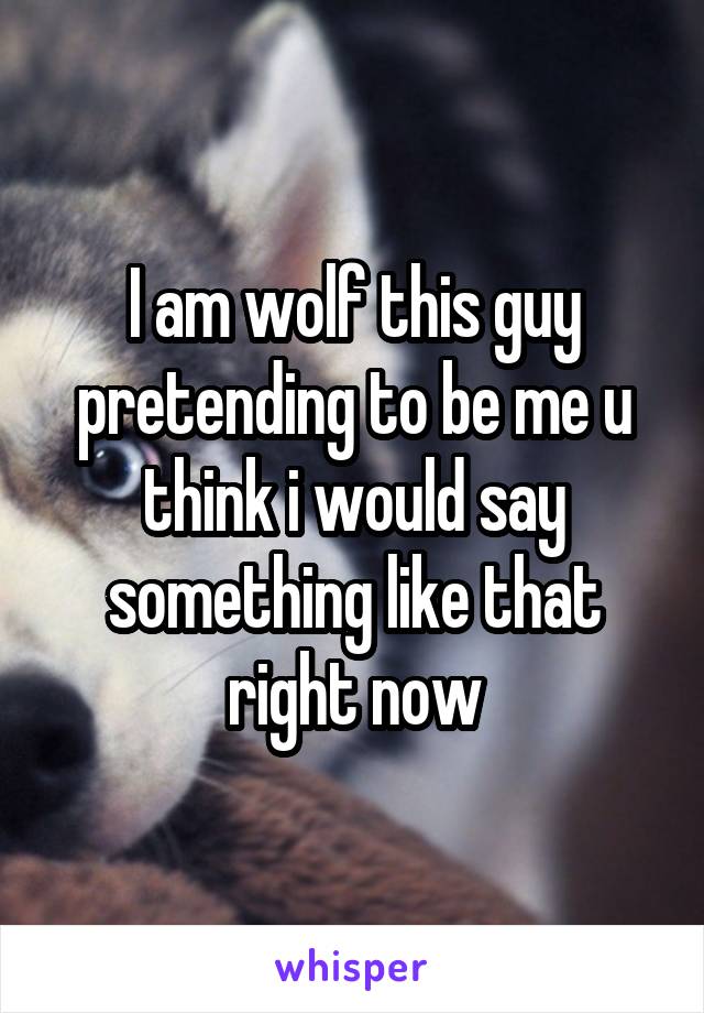 I am wolf this guy pretending to be me u think i would say something like that right now