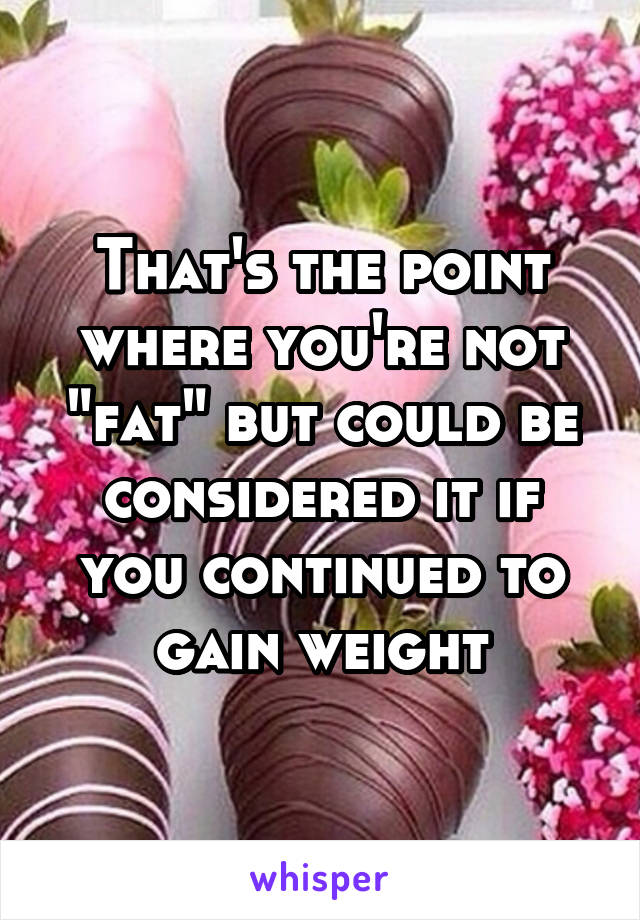 That's the point where you're not "fat" but could be considered it if you continued to gain weight