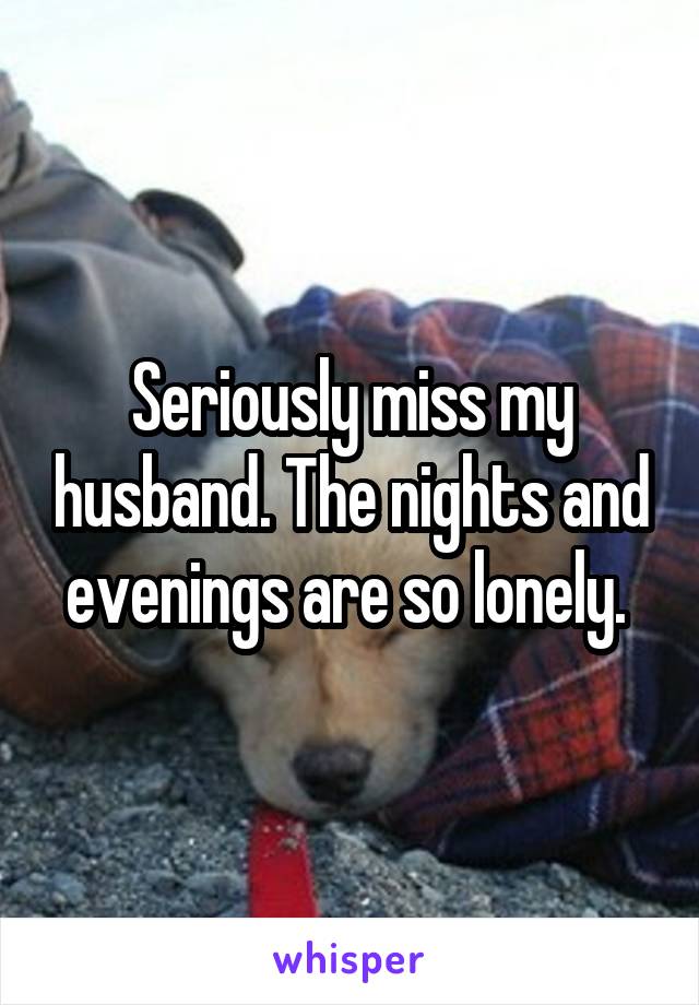 Seriously miss my husband. The nights and evenings are so lonely. 