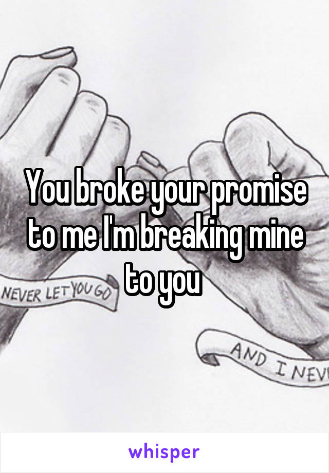 You broke your promise to me I'm breaking mine to you 