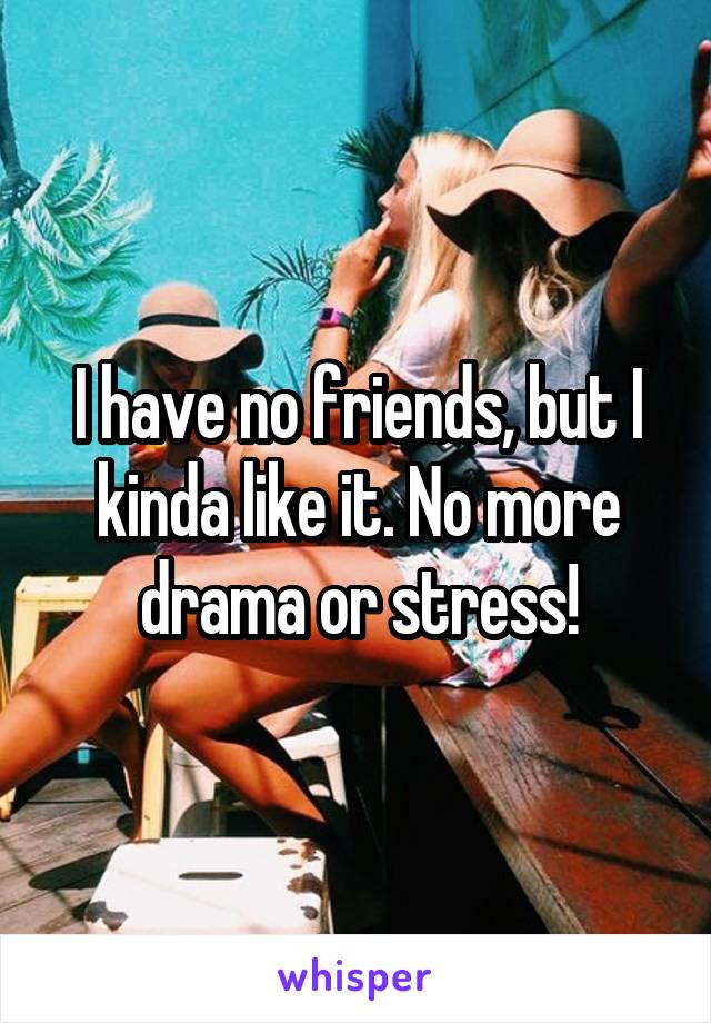 I have no friends, but I kinda like it. No more drama or stress!