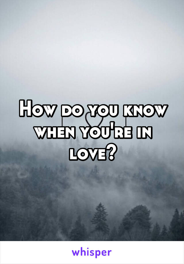 How do you know when you're in love?