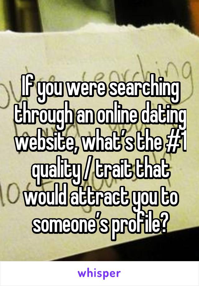 
If you were searching through an online dating website, what’s the #1 quality / trait that would attract you to someone’s profile?