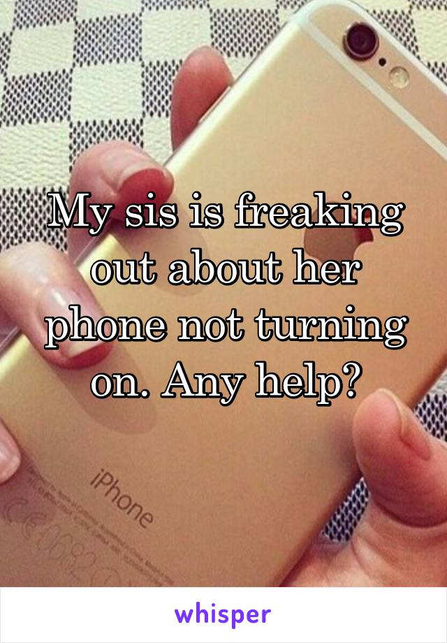 My sis is freaking out about her phone not turning on. Any help?
