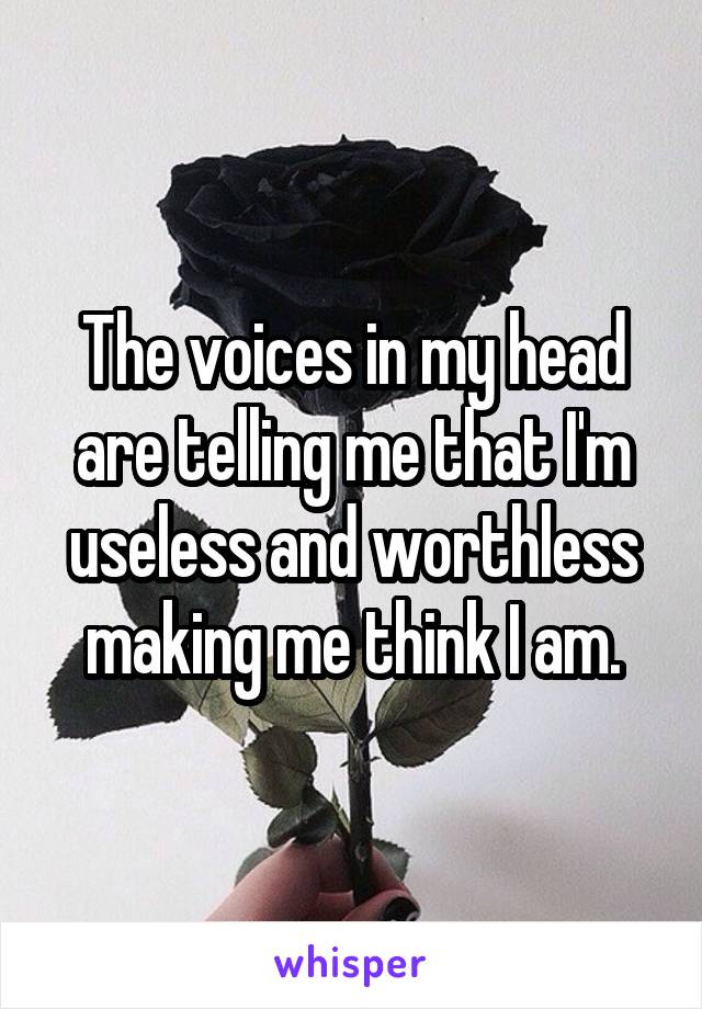 The voices in my head are telling me that I'm useless and worthless making me think I am.