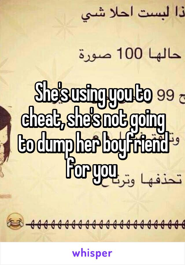 She's using you to cheat, she's not going to dump her boyfriend for you 