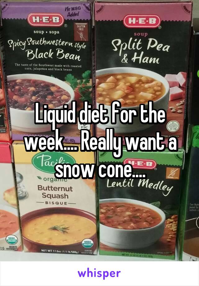 Liquid diet for the week.... Really want a snow cone....