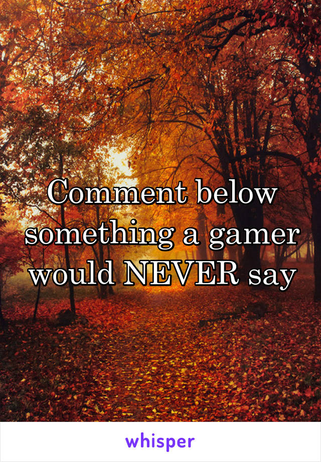 Comment below something a gamer would NEVER say