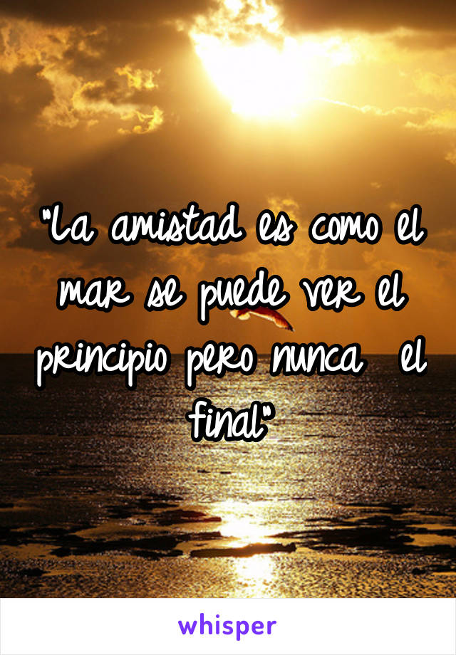 "La amistad es como el mar se puede ver el principio pero nunca  el final"