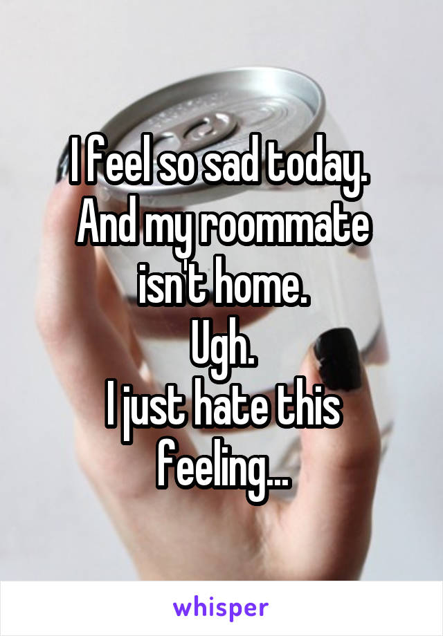 I feel so sad today. 
And my roommate isn't home.
Ugh.
I just hate this feeling...