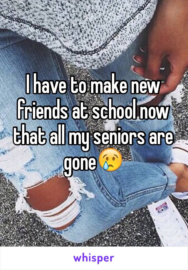 I have to make new friends at school now that all my seniors are gone😢