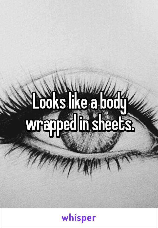 Looks like a body wrapped in sheets.