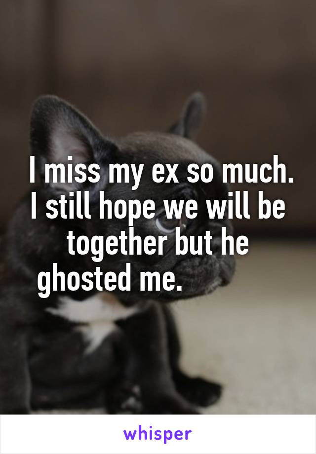  I miss my ex so much. I still hope we will be together but he ghosted me.             