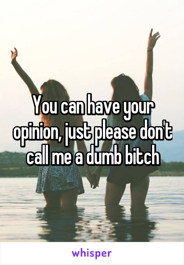 You can have your opinion, just please don't call me a dumb bitch