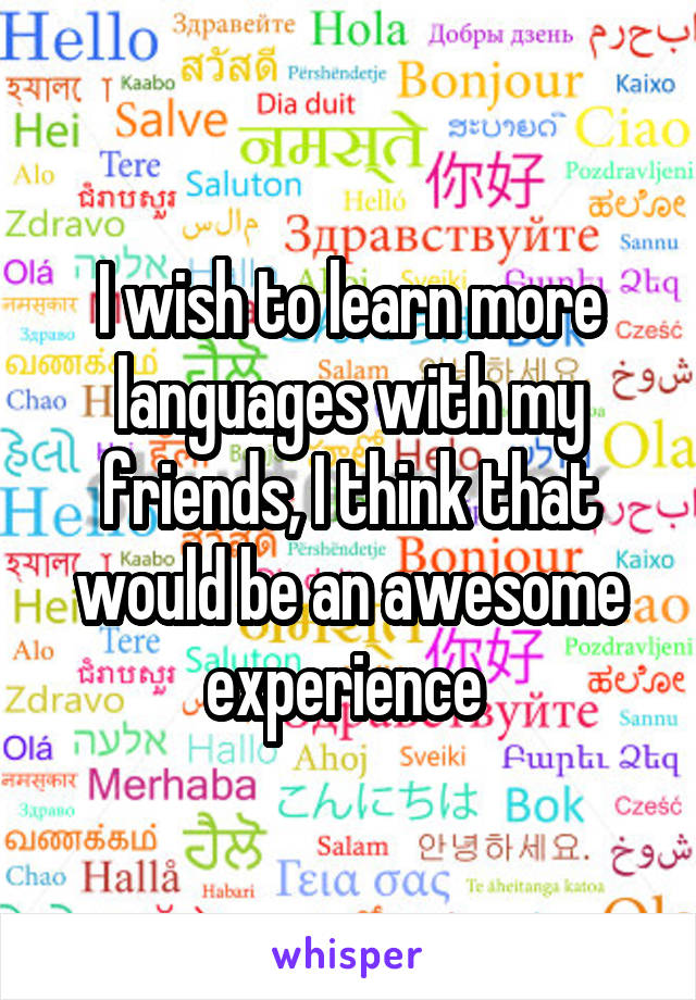 I wish to learn more languages with my friends, I think that would be an awesome experience 