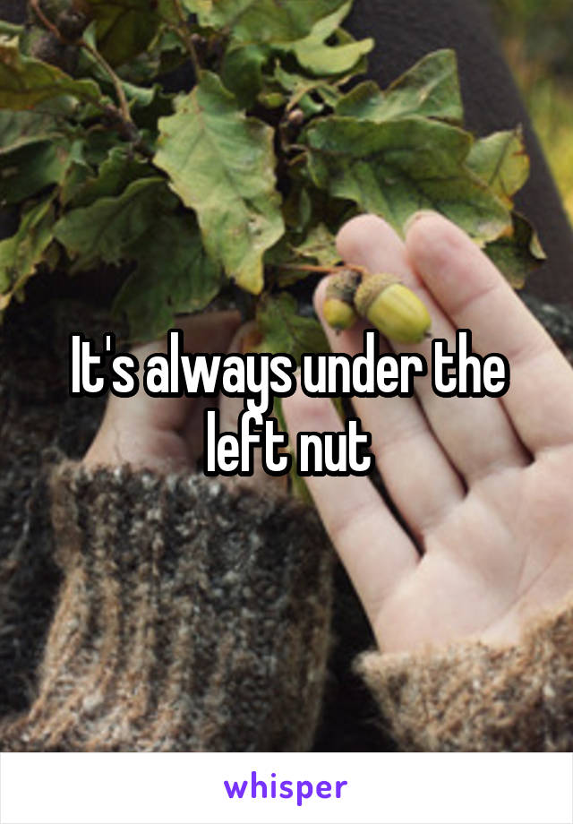 It's always under the left nut