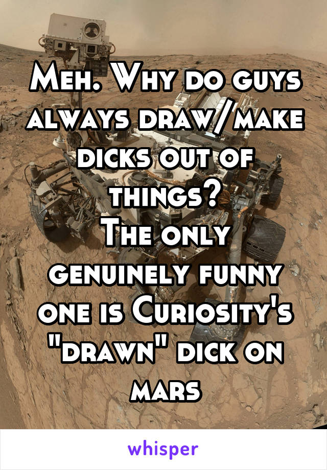 Meh. Why do guys always draw/make dicks out of things?
The only genuinely funny one is Curiosity's "drawn" dick on mars