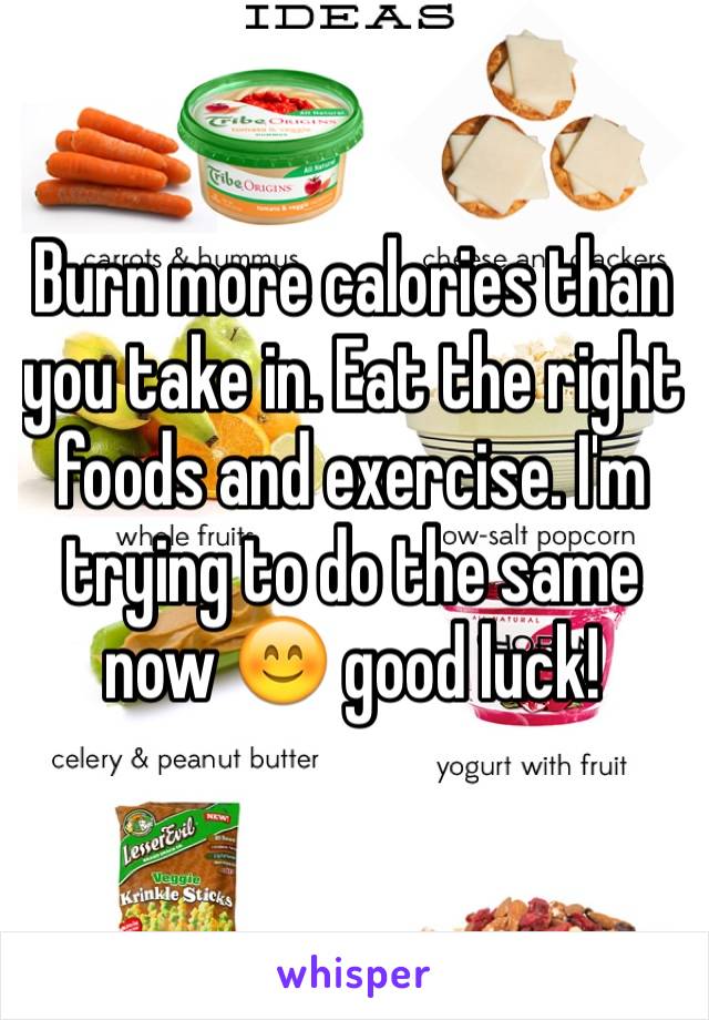 Burn more calories than you take in. Eat the right foods and exercise. I'm trying to do the same now 😊 good luck!