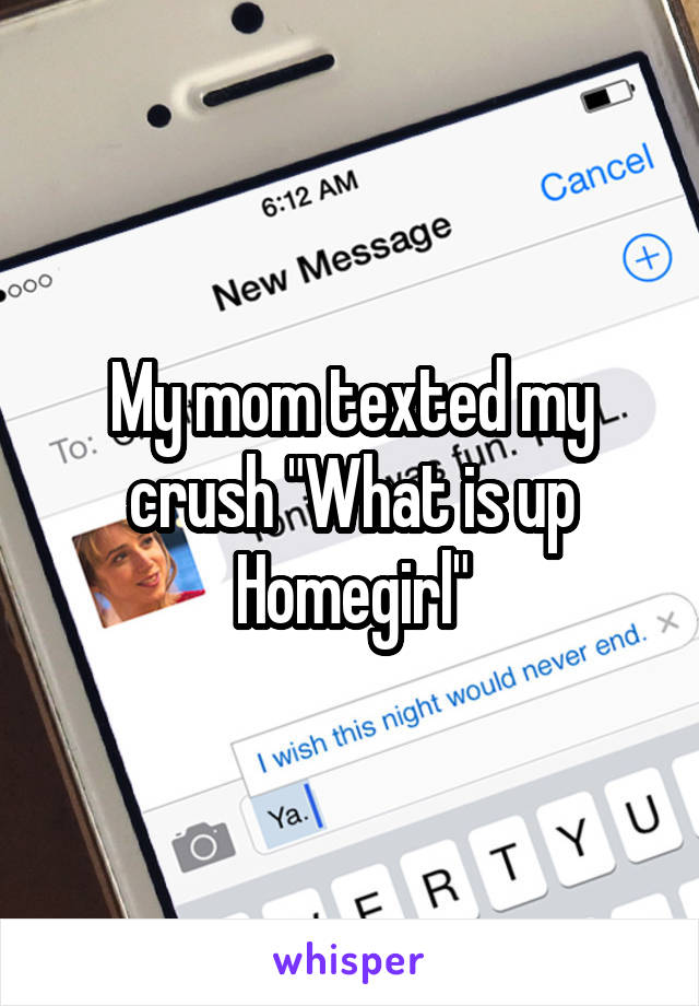 My mom texted my crush "What is up Homegirl"