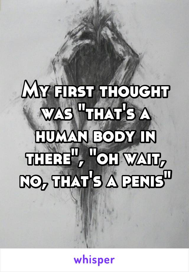 My first thought was "that's a human body in there", "oh wait, no, that's a penis"