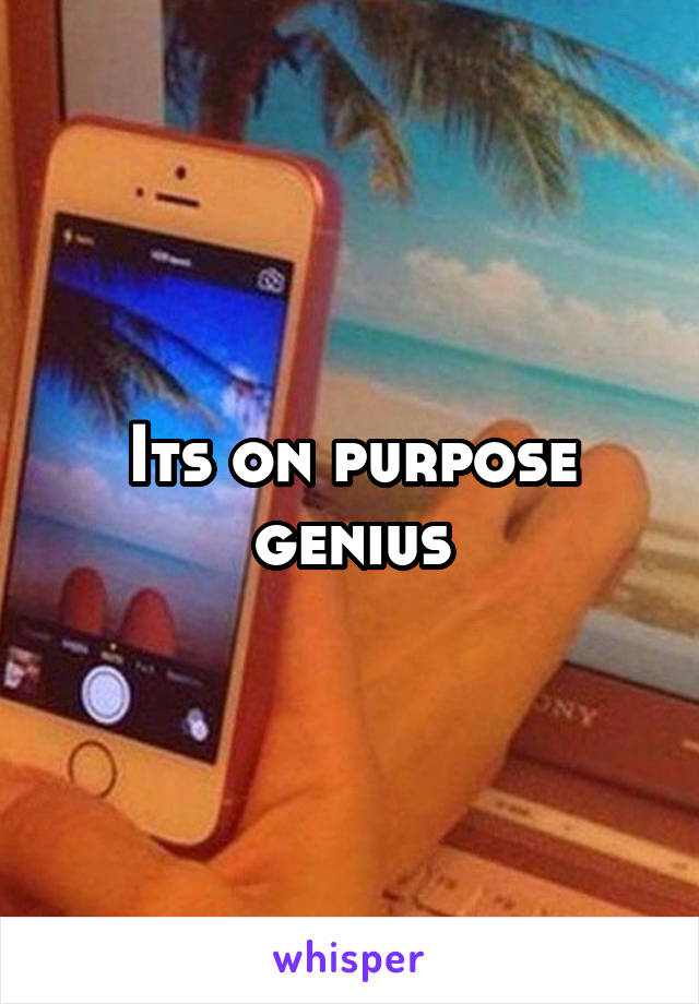 Its on purpose genius