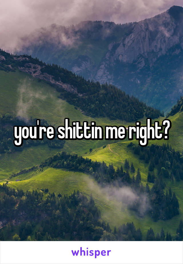 you're shittin me right?