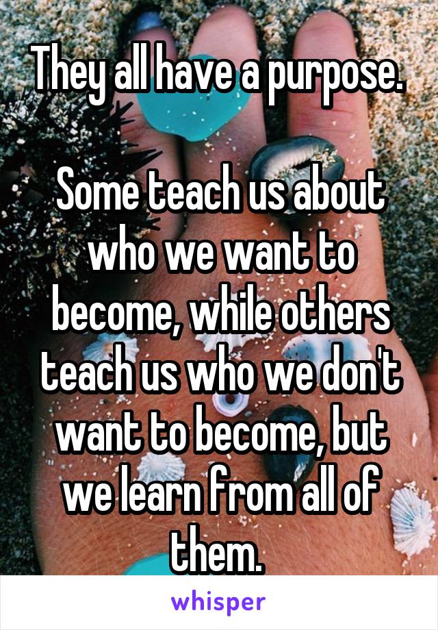 They all have a purpose. 

Some teach us about who we want to become, while others teach us who we don't want to become, but we learn from all of them. 