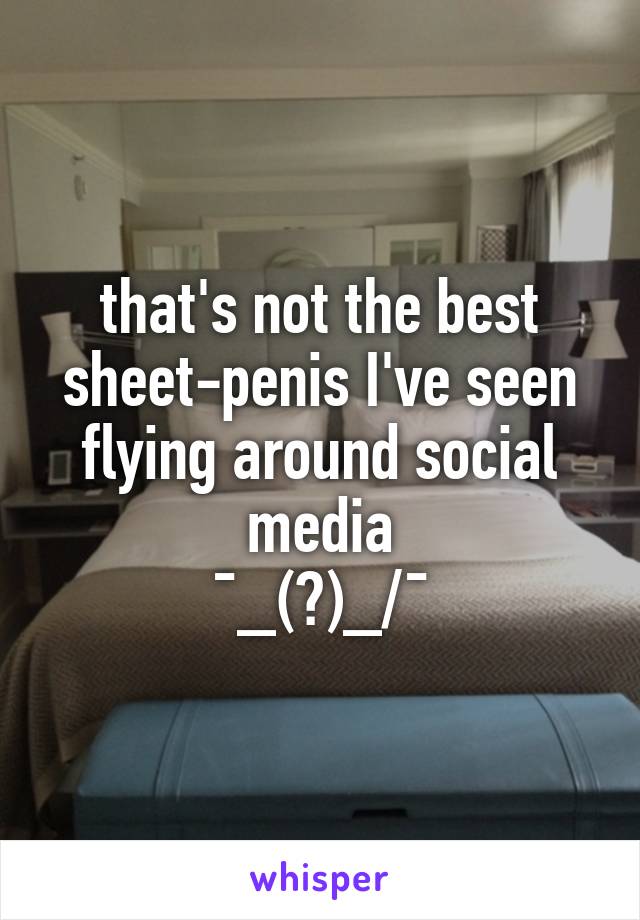 that's not the best sheet-penis I've seen flying around social media
¯\_(ツ)_/¯