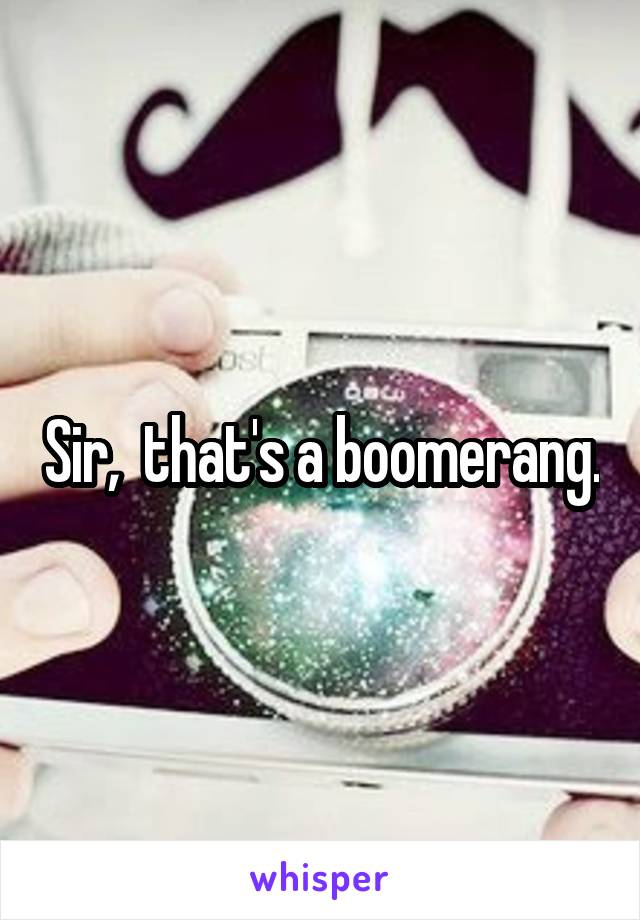 Sir,  that's a boomerang.