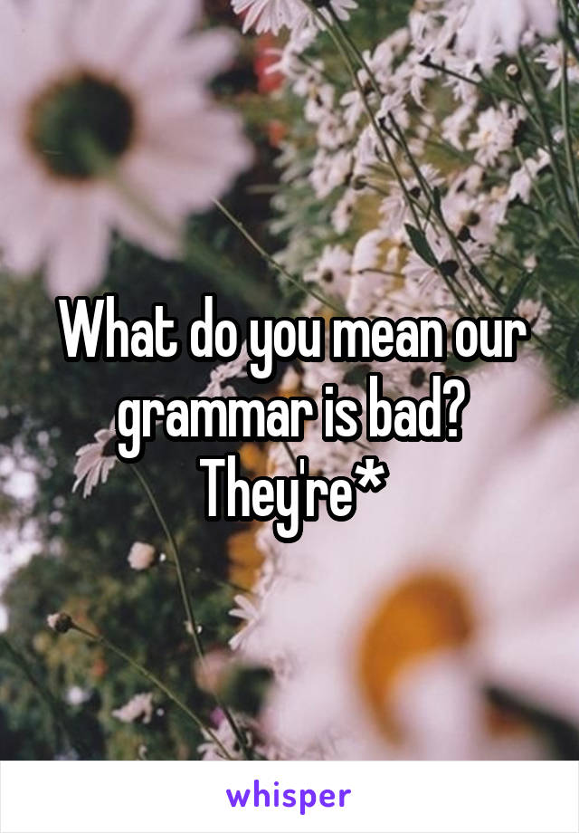 What do you mean our grammar is bad?
They're*