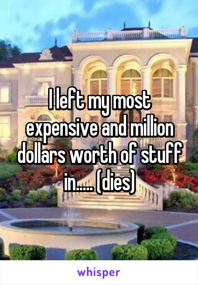I left my most expensive and million dollars worth of stuff in..... (dies)