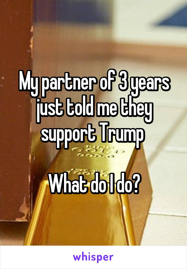 My partner of 3 years just told me they support Trump 

What do I do?