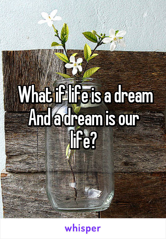  What if life is a dream
And a dream is our life?