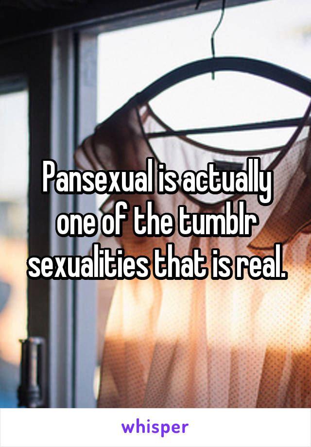 Pansexual is actually one of the tumblr sexualities that is real.