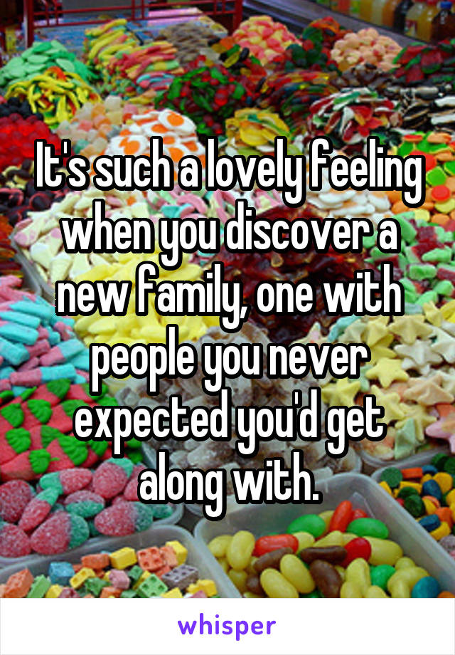 It's such a lovely feeling when you discover a new family, one with people you never expected you'd get along with.