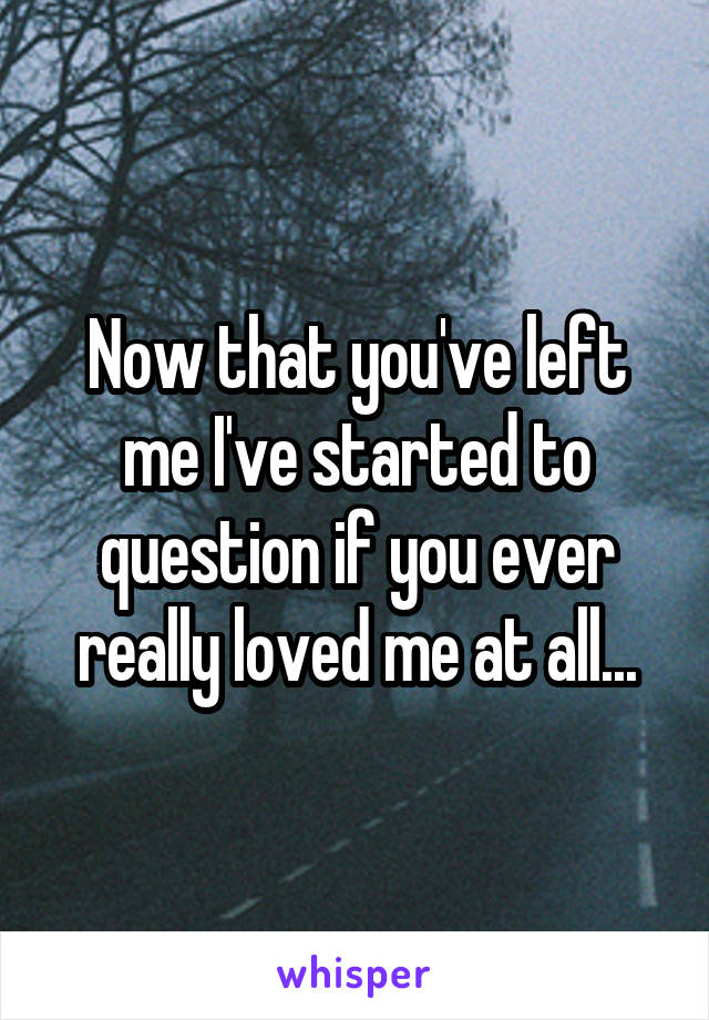 Now that you've left me I've started to question if you ever really loved me at all...