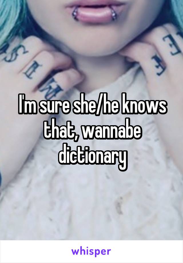 I'm sure she/he knows that, wannabe dictionary