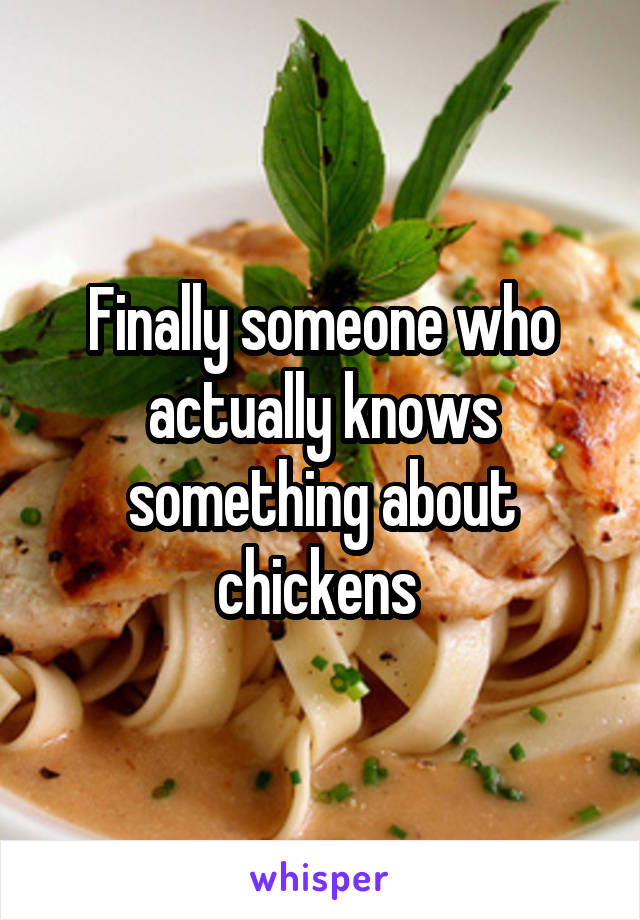 Finally someone who actually knows something about chickens 