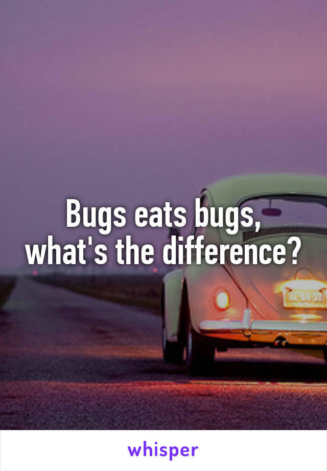 Bugs eats bugs, what's the difference?