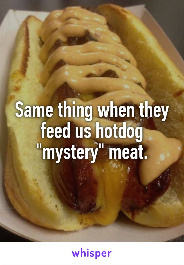 Same thing when they feed us hotdog "mystery" meat.