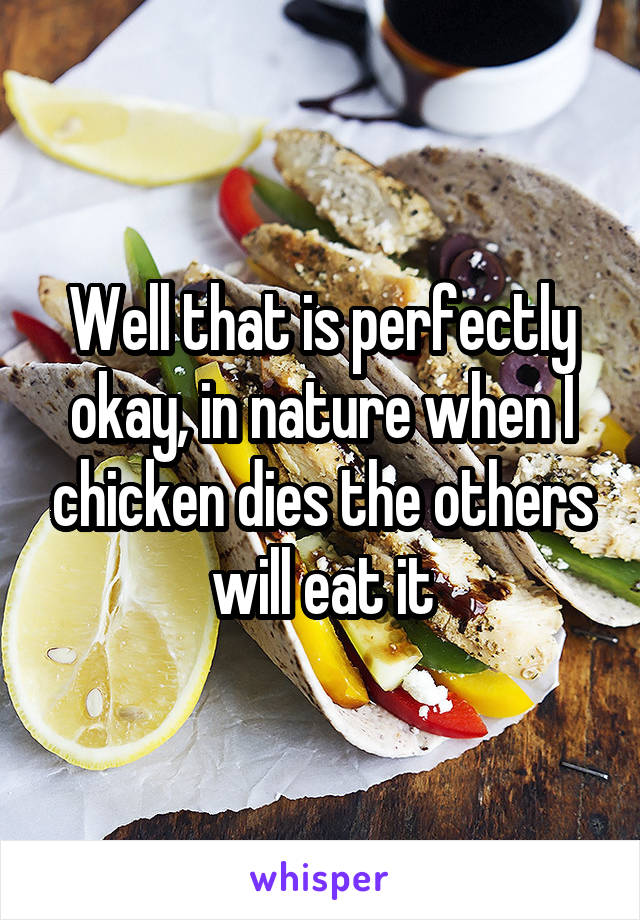 Well that is perfectly okay, in nature when I chicken dies the others will eat it