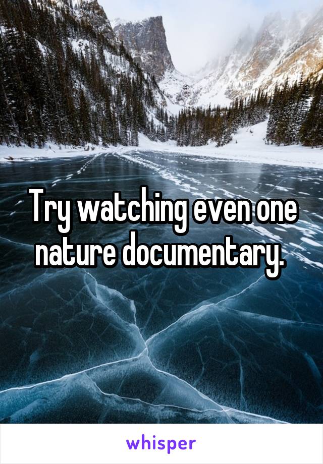 Try watching even one nature documentary. 