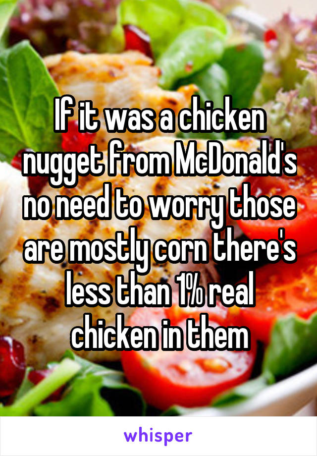 If it was a chicken nugget from McDonald's no need to worry those are mostly corn there's less than 1% real chicken in them