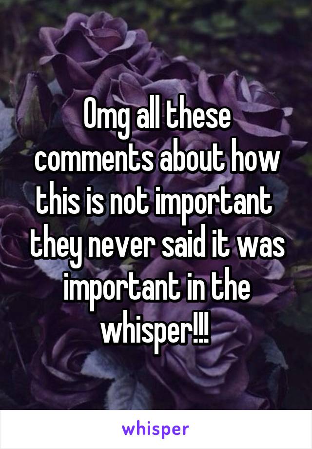 Omg all these comments about how this is not important  they never said it was important in the whisper!!! 