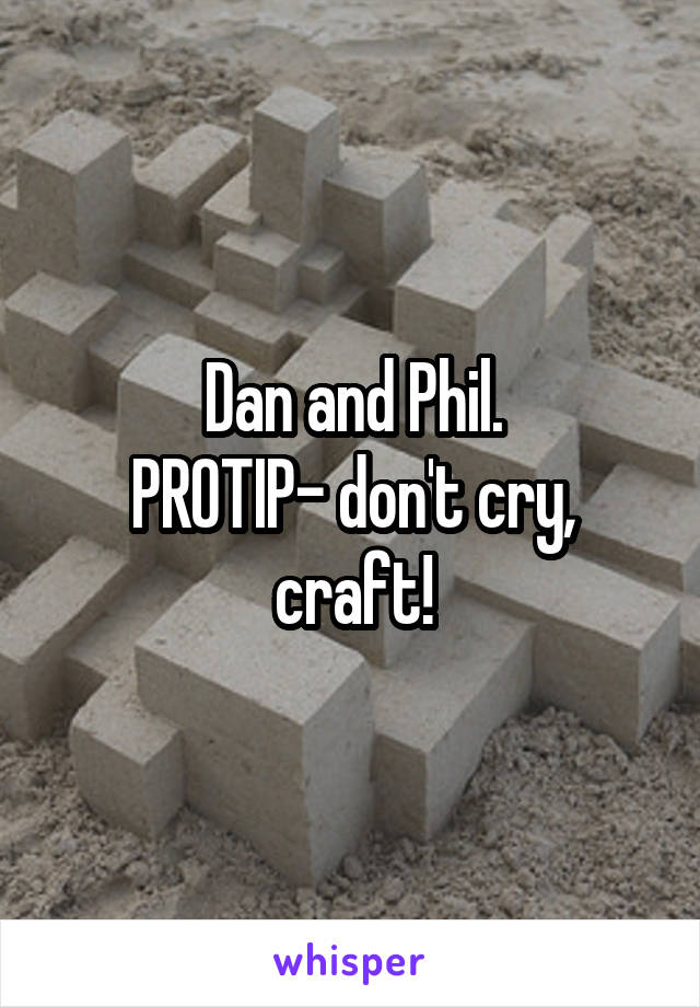 Dan and Phil.
PROTIP- don't cry, craft!