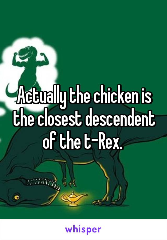 Actually the chicken is the closest descendent of the t-Rex. 