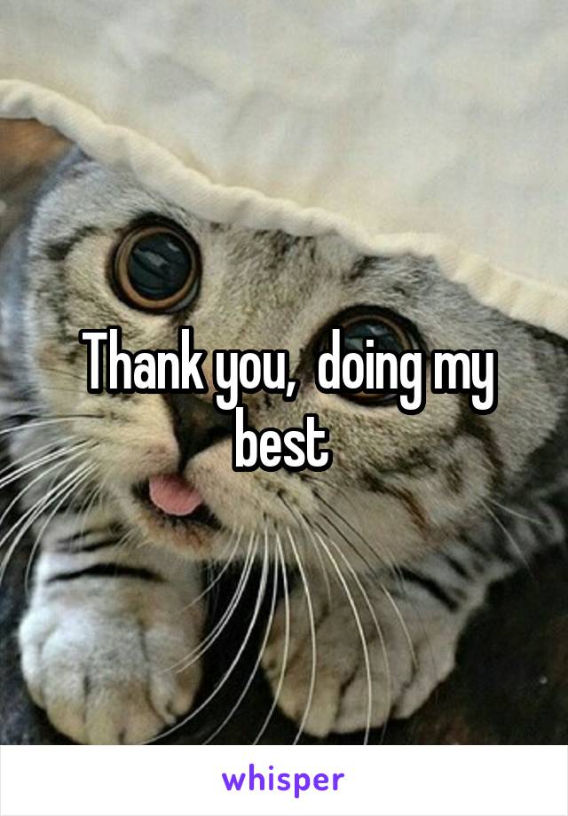 Thank you,  doing my best 